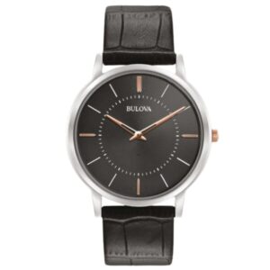 BULOVA OROLOGIO PELLE NERO DETTAGLI ROSE'