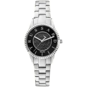 TRUSSARDI OROLOGIO ACCIAIO QUADRANTE NERO CON STRASS