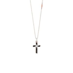 ZANCAN COLLANA CROCE ORO BIANCO CON DIAMANTI