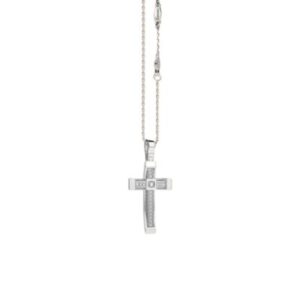 ZANCAN COLLANA CROCE ORO BIANCO E DIAMANTI