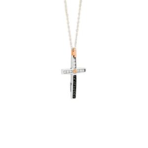 ZANCAN COLLANA CROCE ORO BIANCO DIAMANTE