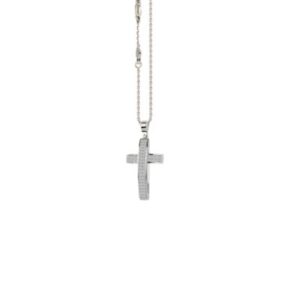 ZANCAN COLLANA CROCE ORO BIANCO E DIAMANTI