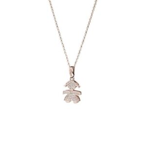 LE BEBÈ COLLANA ORO ROSA SAGOMA BIMBA IN PAVÈ DI DIAMANTI