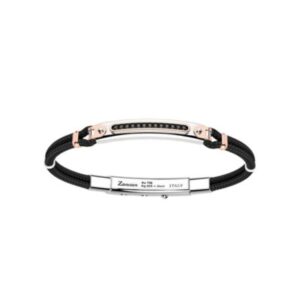ZANCAN BRACCIALE CORDA ORO ROSA E ARGENTO CON PIETRE NERE