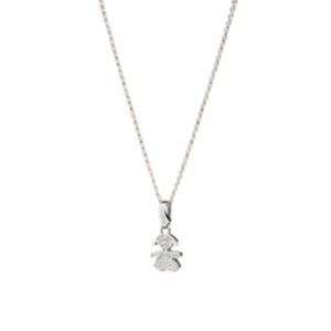 LE BEBÈ COLLANA ORO BIANCO SAGOMA BIMBA MINI PAVE'