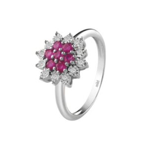 BLISS ANELLO ELISIR ORO BIANCO, DIAMANTI E RUBINI