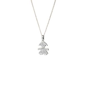 LE BEBE COLLANA BIMBA GRANDE ORO BIANCO PAVÈ DI DIAMANTI