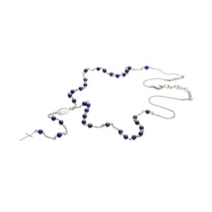 4US ROSARIO COLLANA ACCIAIO PIETRE BLU