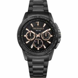 TRUSSARDI OROLOGIO ACCIAIO TOTAL BLACK DETTAGLI ROSÈ