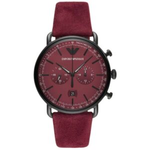 EMPORIO ARMANI OROLOGIO CRONO IN TESSUTO BORDEAUX