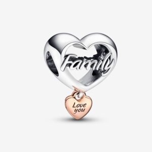 PANDORA CHARM CUORE FAMILY ARG E ROSÈ