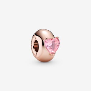 PANDORA CLIP ROSÈ SOLITARIO CUORE ROSA
