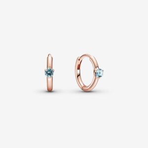 PANDORA ORECCHINI CERCHIO ROSÈ PIETRA AZZURRA