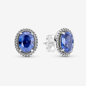 PANDORA ORECCHINI PIETRA BLU OVALE