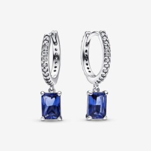 PANDORA ORECCHINI CERCHIO PAVÈ E PIETRA BLU