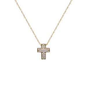 CHIARA FERRAGNI COLLANA GOLD CROCE PAVÈ SMALL