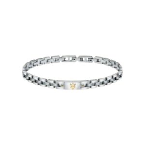 MASERATI BRACCIALE ACCIAIO LUCIDO E OPACO LOGO