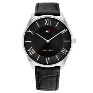 TOMMY HILFINGER OROLOGIO CINTURINO PELLE NERO QUADRANTE ACCIAIO