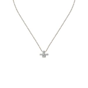 TRUSSARDI COLLANA ACCIAIO LOGO PEND ZIRC