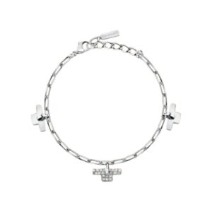 TRUSSARDI BRACCIALE ACCIAIO CON T PENDEN