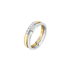 TRUSSARDI ANELLO ACCIAIO & GOLD MIS.16