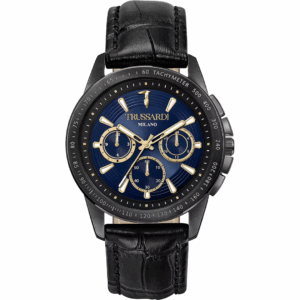 TRUSSARDI OROLOGIO MULTIFUNZIONE PELLE NERA