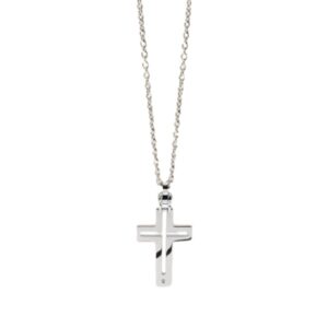 COMETE COLLANA CROCE IN ACCIAIO CON DIAMANTI