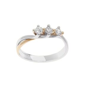 COMETE ANELLO TRILOGY ORO BIANCO E ROSE' CON DIAMANTI