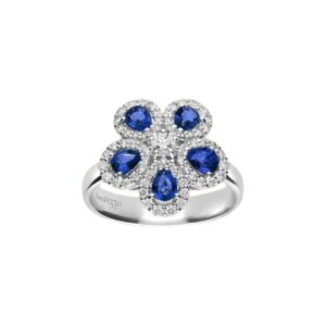 LEO PIZZO ANELLO FIORE DI ZAFFIRI BLU