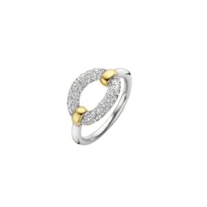 TI SENTO ANELLO ARGENTO PLACCATO ORO CENTRALE PIETRE