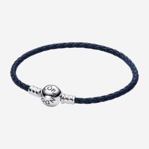 PANDORA BRACCIALE ECOPELLE BLU CHIUSURA TONDA