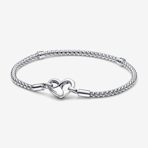 PANDORA BRACCIALE MAGLIA GEOMETRICA CHIUSURA CUORE